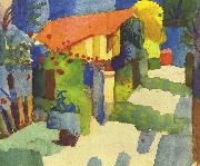 August Macke Haus im Garten oil on canvas